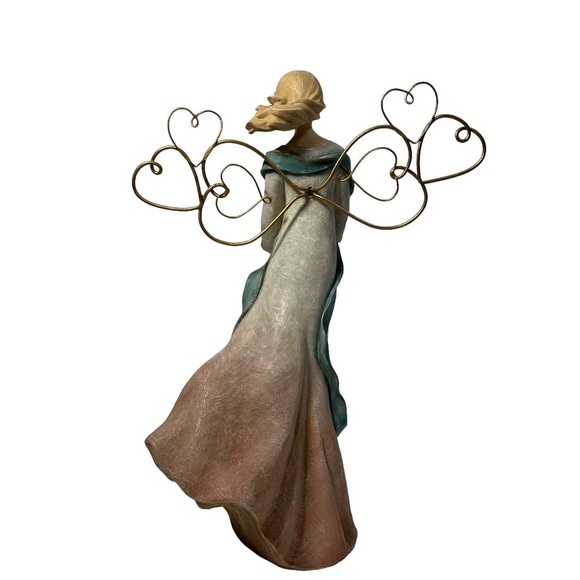 Westland Florentine Angel Holding Heart by Matthew Danko Figurine 9” Wire Wings - Picture 5 of 12